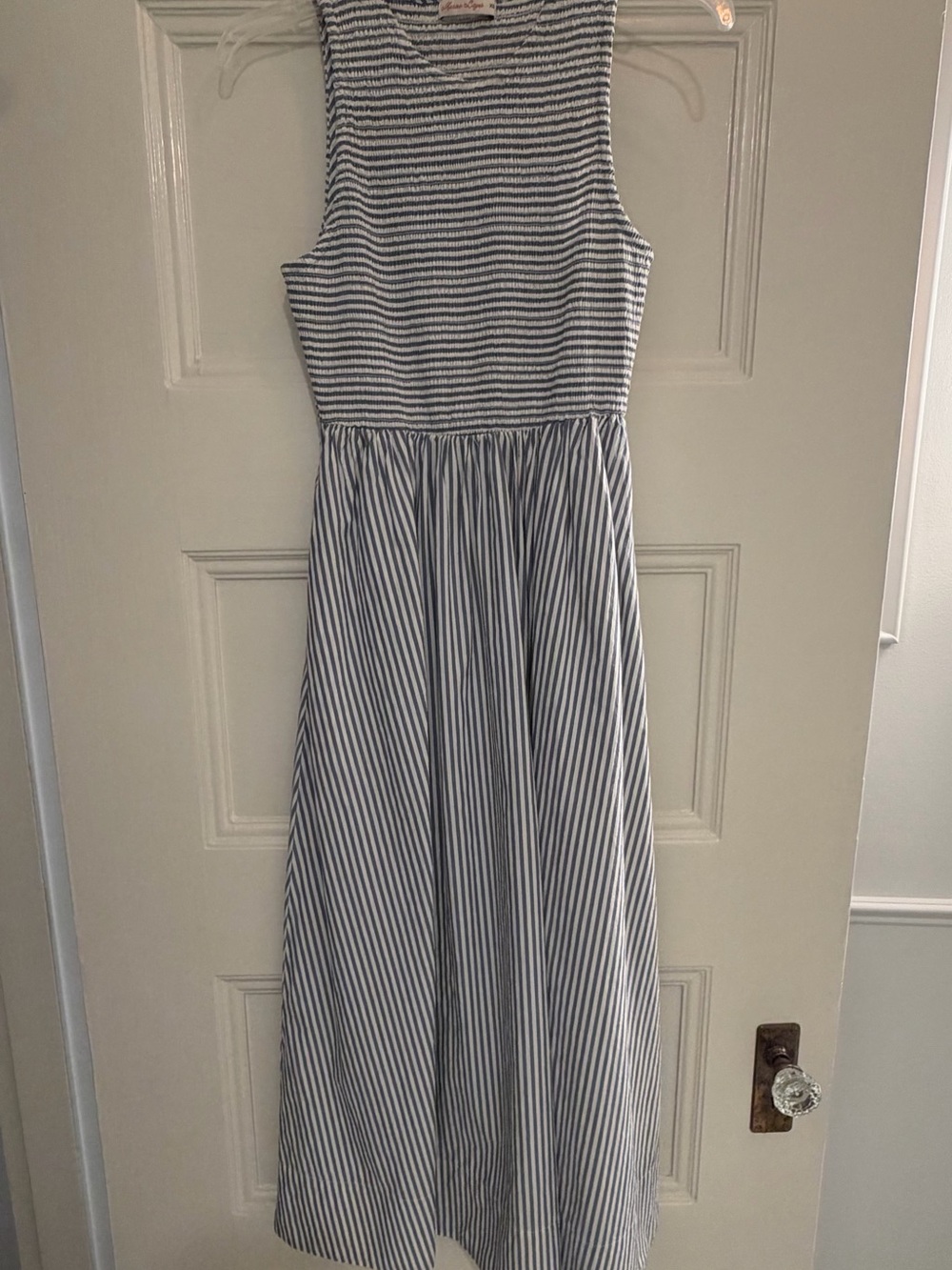 Marine Layer Darcy Poplin Blue/White Striped Maxi Dress with Pockets - XS - Picture 5 of 7